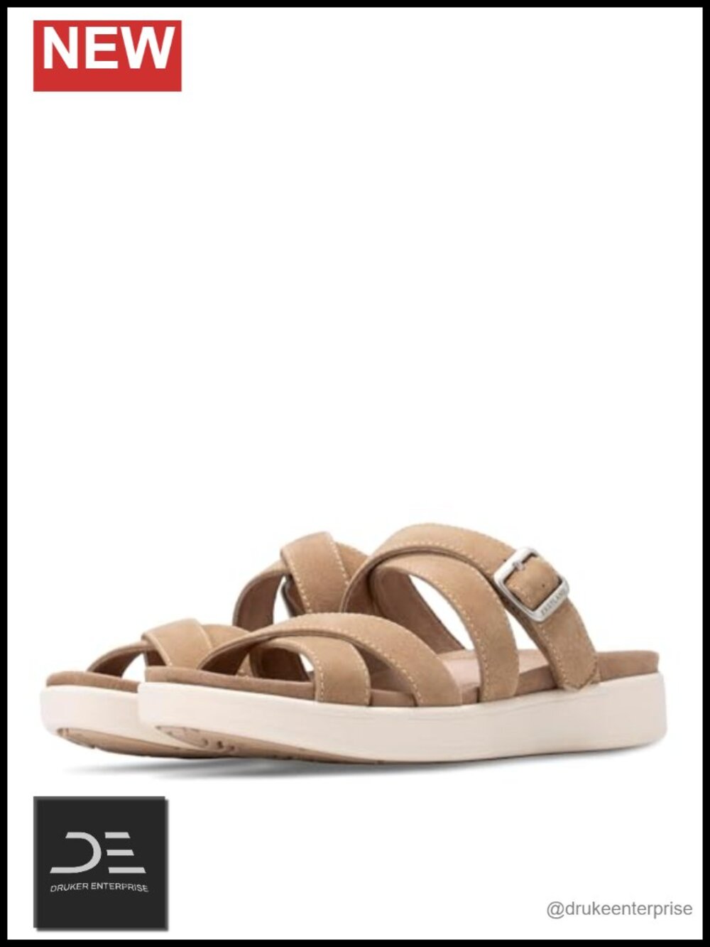 Eastland Women's Machias Slide Sandals - Leather Suede, Cushioned Footbed,